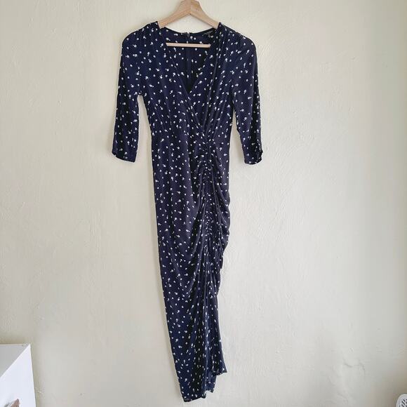 Lucky Brand Floral Wrap Midi Dress Sz 0 XS - Picture 2 of 7
